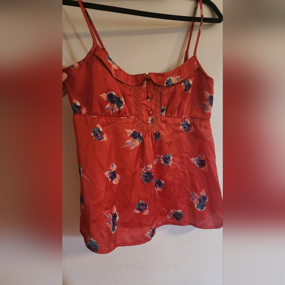 Vintage American Eagle Satin Floral Tank Size L